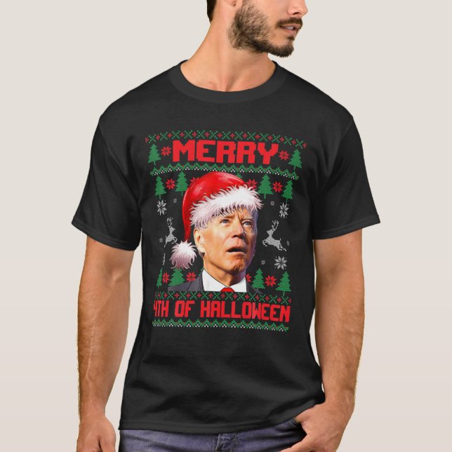 T-shirt Joyeux 4 E D'Halloween Funny Biden Vilain Noël (Devant)