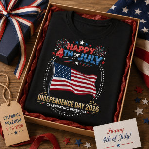 T-shirt Joyeux 4 juillet 2026 Fête de l'Indépendance Feux