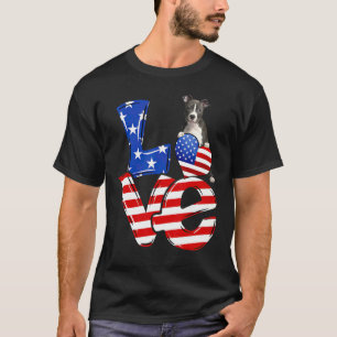 T-shirt Joyeux 4 juillet Amour Américain Nez Pitbull Chien