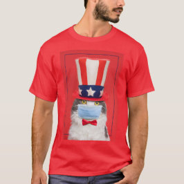 T-shirt Joyeux 4 Juillet Chat Patriotique en Masque Visage