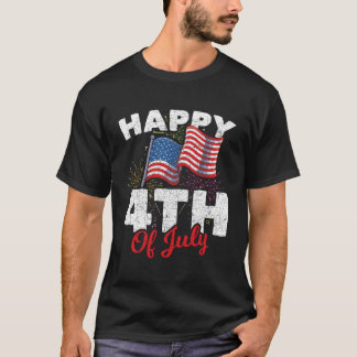 T-shirt Joyeux 4 juillet Drapeau américain patriotique 4E 