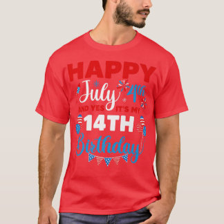 T-shirt Joyeux 4 juillet Et oui c'est mon 14e anniversaire