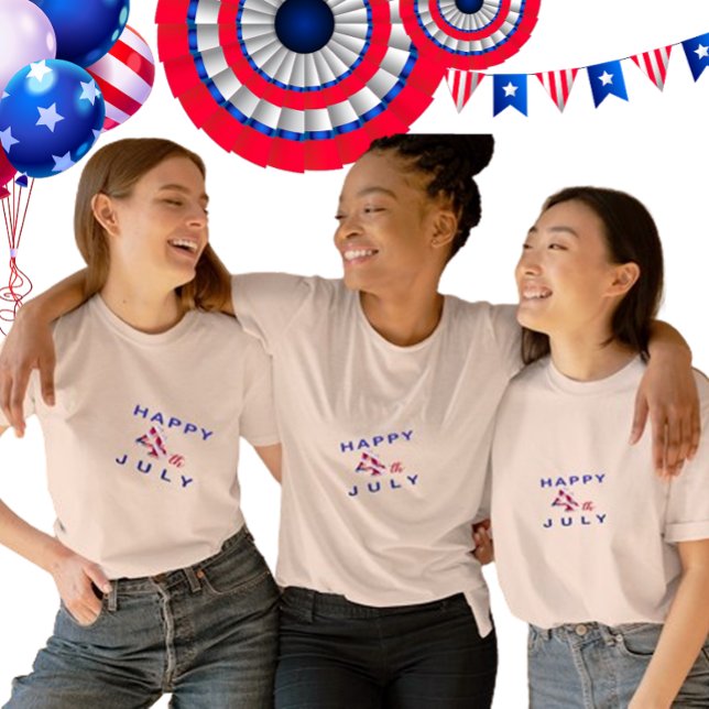 T-shirt Joyeux 4 Juillet Filles Bleues Et Rouges (Créateur téléchargé)
