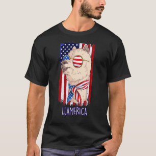 T-shirt Joyeux 4 juillet Lama Llamerica Alpaga