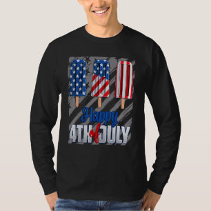 T-shirt Joyeux 4 juillet Popsicle Rouge Blanc Bleu América