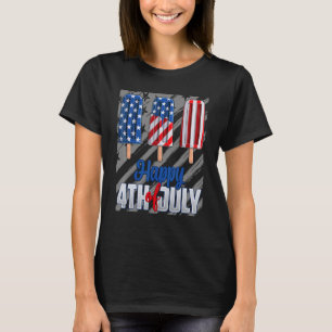 T-shirt Joyeux 4 juillet Popsicle Rouge Blanc Bleu América