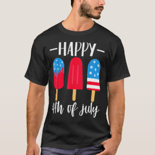 T-shirt Joyeux 4 juillet Popsicle Rouge Blanc Bleu Usa Dra