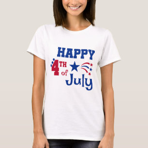 T-shirt Joyeux 4 juillet typographie et pétards