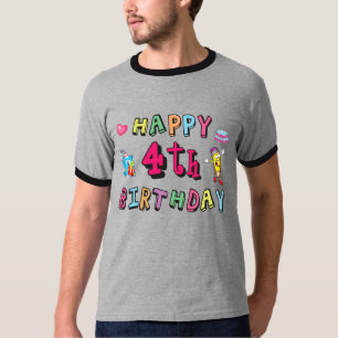 T-shirt Joyeux 4e anniversaire. 4 ans b-jour.