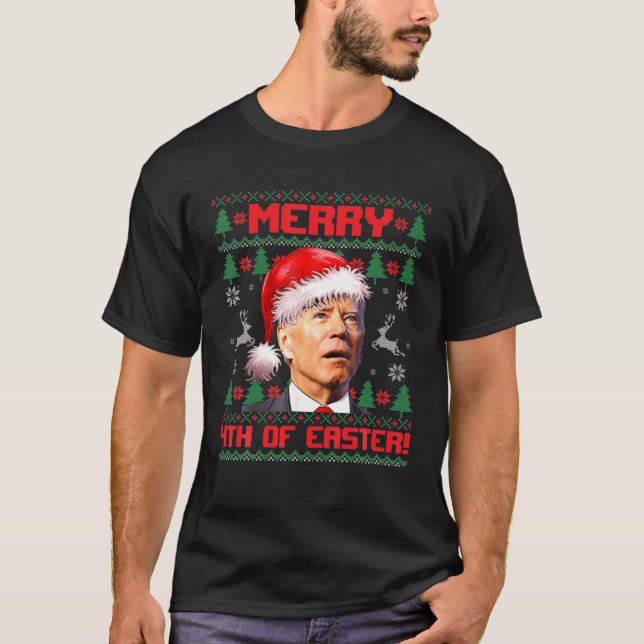T-shirt Joyeux 4E De Pâques Drôle Joe Biden Noël laid (Devant)