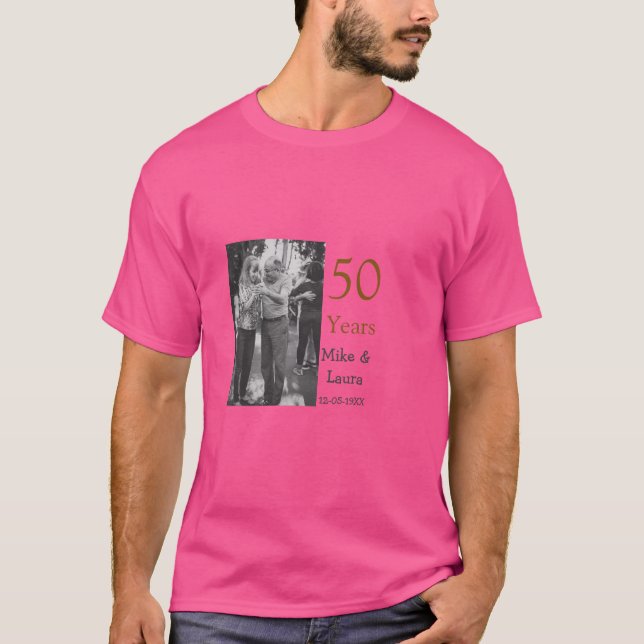 T-shirt Joyeux 50e anniversaire ajouter nom du couple date (Devant)