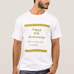 T-shirt Joyeux 50e anniversaire bordure grise paillettes d