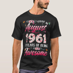 T-shirt Joyeux 60e anniversaire Fabriqué En Août 1961 60