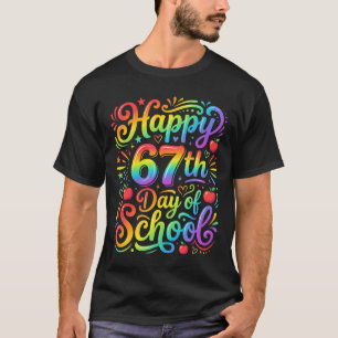 T-shirt Joyeux 67e jour d'école Enseignant Arc-en-ciel