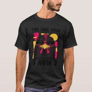 T-shirt Joyeux 7e anniversaire 7 ans vieux Cool poulets 7e