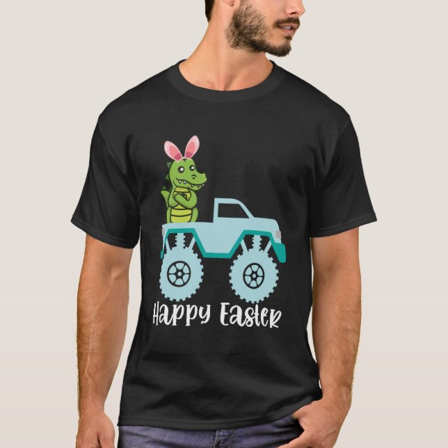 T-shirt Joyeux Alligators de Pâques à cheval Camion Monste (Devant)