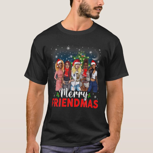 T-shirt Joyeux amis Xmas Noir Afro Fier San (Devant)