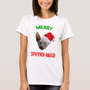 T-shirt Joyeux Amoureux des chats Sphynx-Mas de Noël