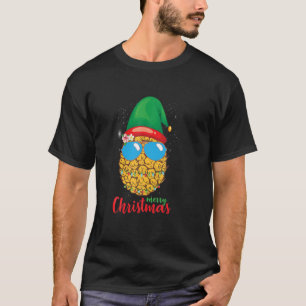 T-shirt Joyeux ananas de Noël Santa Hat Lumière Amusante X