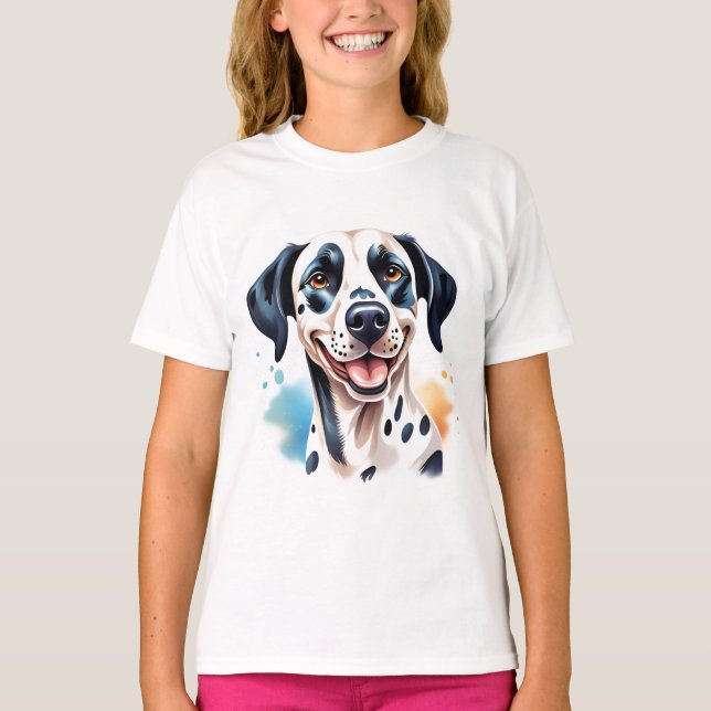 T-shirt Joyeux animal de compagnie de chien dalmate (Devant)