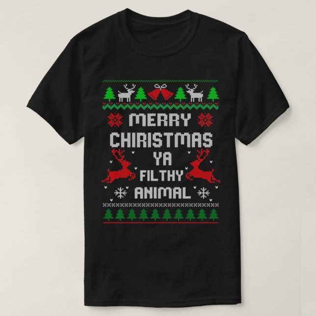 T-shirt Joyeux animal de Noël sale Ya 2021 (Design devant)