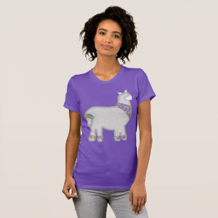 T-shirt Joyeux anniversaire à l'alpaca mignon avec des fle