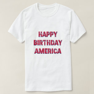 T-shirt Joyeux anniversaire America Stars Stripes Red Blue