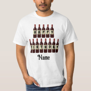 T-shirt Joyeux Anniversaire Bouteilles de vin rouge Custom