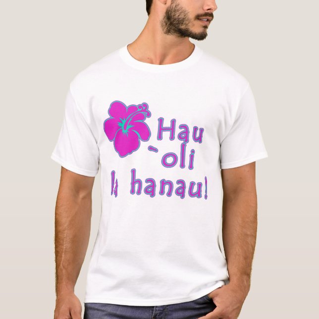 T-shirt Joyeux anniversaire dans le Hawaïen (Devant)