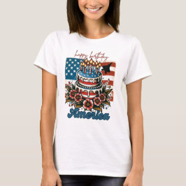 T-shirt Joyeux anniversaire de l'Amérique avec F-22 Jet