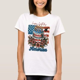 T-shirt Joyeux anniversaire de l'Amérique avec un avion F-