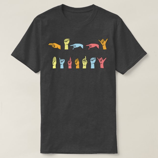 T-shirt Joyeux anniversaire en langue des signes ASL (Design devant)
