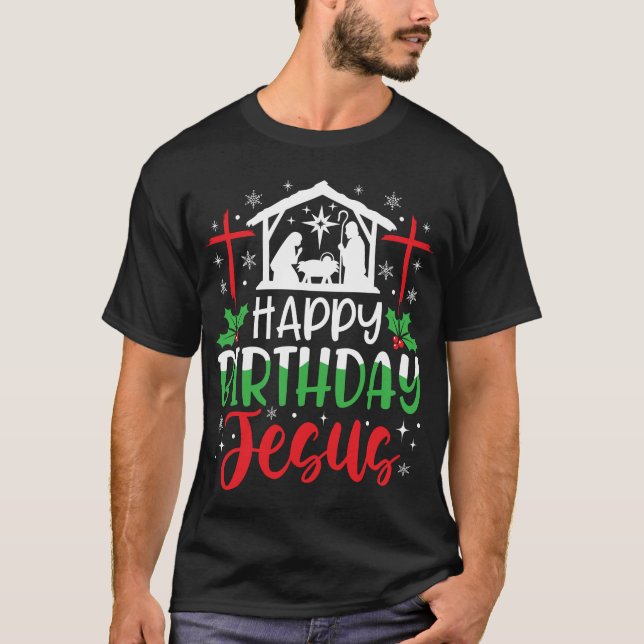 T-shirt Joyeux anniversaire Jésus Noël (Devant)
