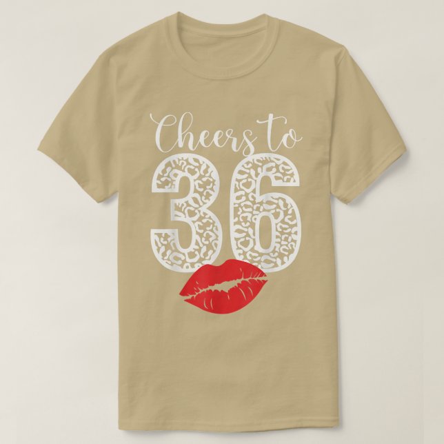 T-shirt Joyeux anniversaire Leopard Bor 36 ans lèvres (Design devant)