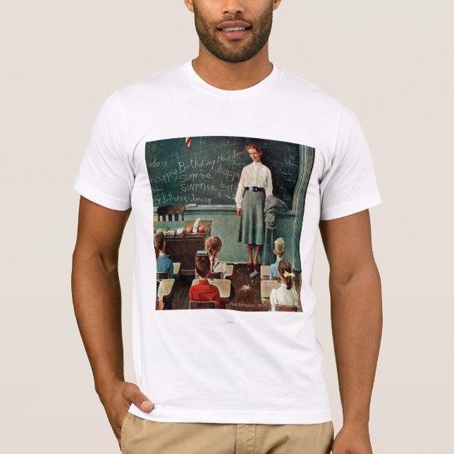 T-shirt Joyeux anniversaire, Miss Jones par Norman Rockwel (Devant)