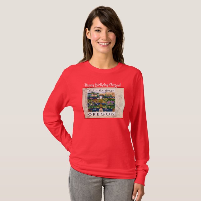 T-shirt Joyeux anniversaire Oregon Red Shirt (Devant entier)