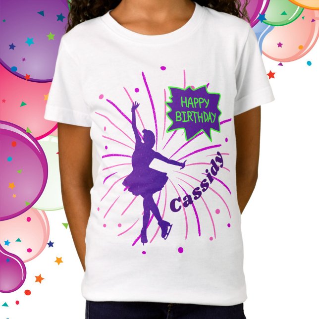 T-Shirt Joyeux Anniversaire Patinage artistique personnali (Happy Birthday Figure Skating Tee)