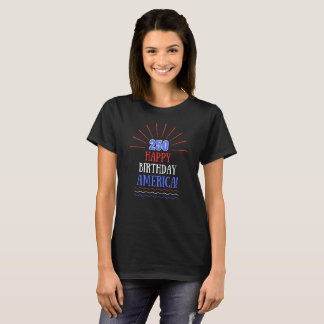 T-shirt Joyeux anniversaire patriotique noir Amérique 250e