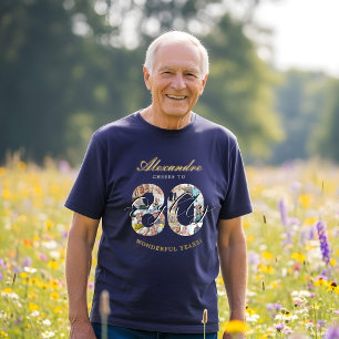 T-shirt Joyeux Anniversaire pour 80 Ans de Collage de Phot