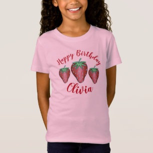 T-Shirt Joyeux Anniversaire Rose Red Sweet Fraise Berries