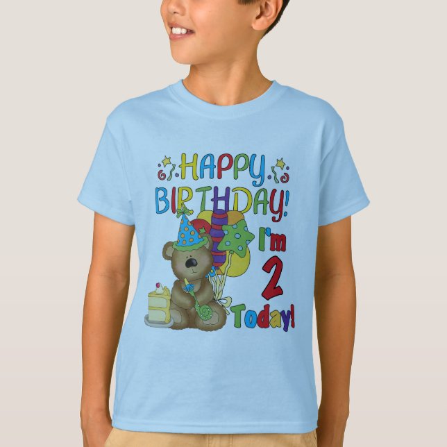 T-shirt Joyeux anniversaire Teddy Bear 2e anniversaire (Devant)