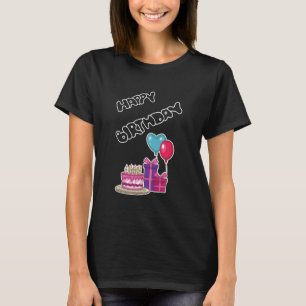 T-shirt Joyeux Anniversaire Texte Néon Rétro Bulles