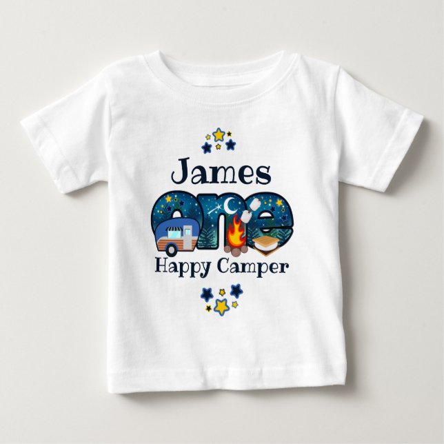 T-shirt "Joyeux anniversaire, un campeur heureux"  (Devant)