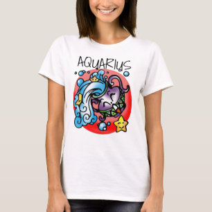 T-shirt Joyeux Aquarius Purple Cartoon Vase eau de déverse