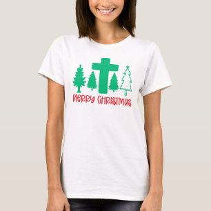 T-shirt Joyeux arbres de Noël, Croix de Noël