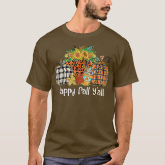 T-shirt Joyeux automne Yall Citrouille Tournesol Leopard F