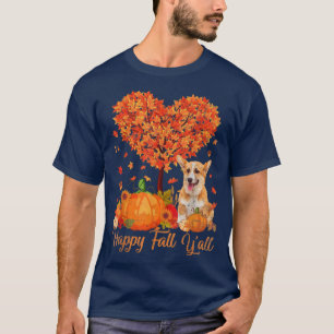 T-shirt Joyeux automne YAll Corgi Citrouille chien Thanksg