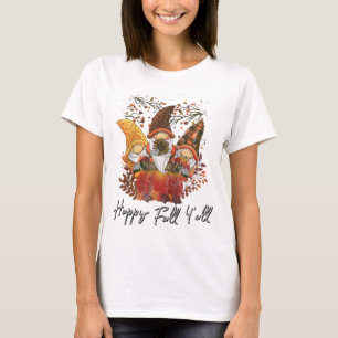 T-shirt Joyeux automne Y'all Jardin des femmes Gnome Leopa