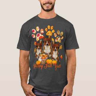 T-shirt Joyeux automne Yall Thanksgiving Trois Corgis auto