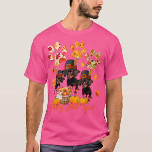 T-shirt Joyeux automne Yall Thanksgiving trois Dachshund C